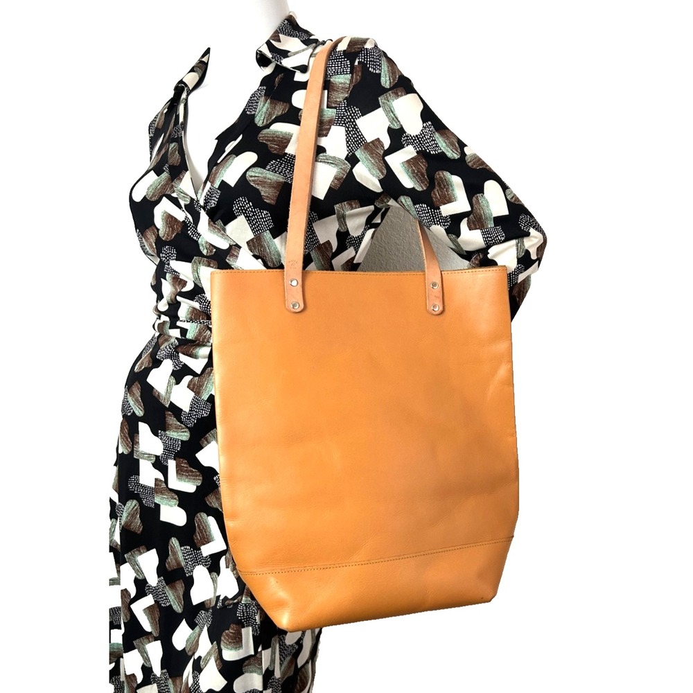 Immodest Cotton Leather Bucket Tote Undyed Tan Minimalist Shoulder Bag Made USA
